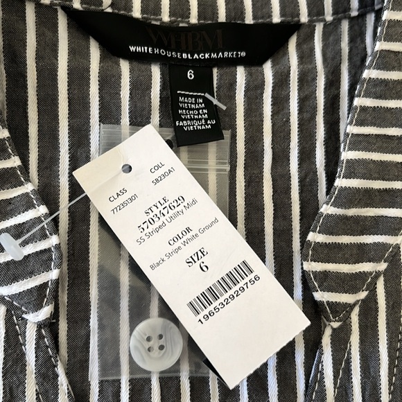 White House Black Market Gray and White Striped Utility Midi Dress - Picture 16 of 16